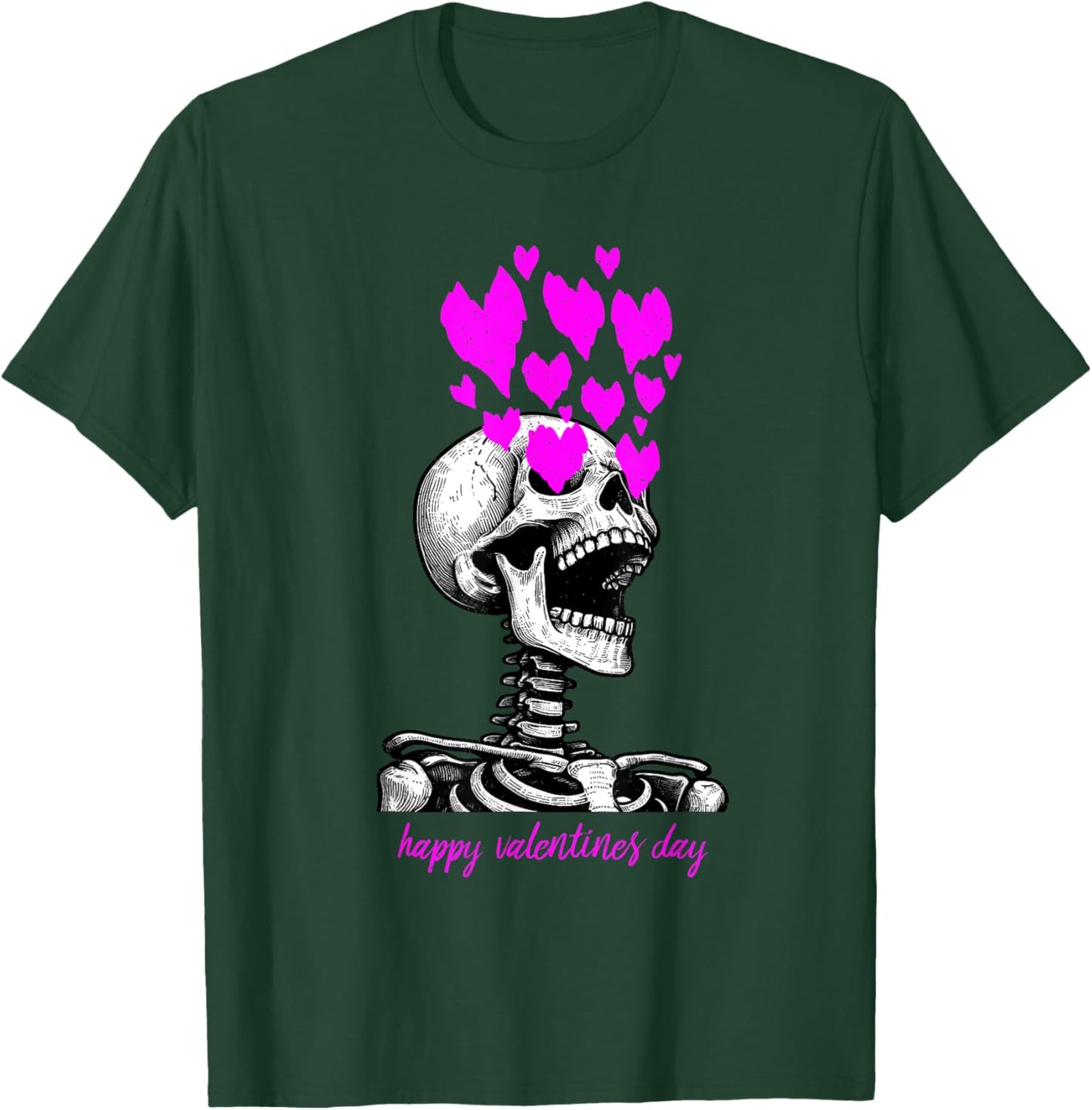 Skeleton Heart Eyes Happy Valentines Day Love T-Shirt - T-Shirt | Forest