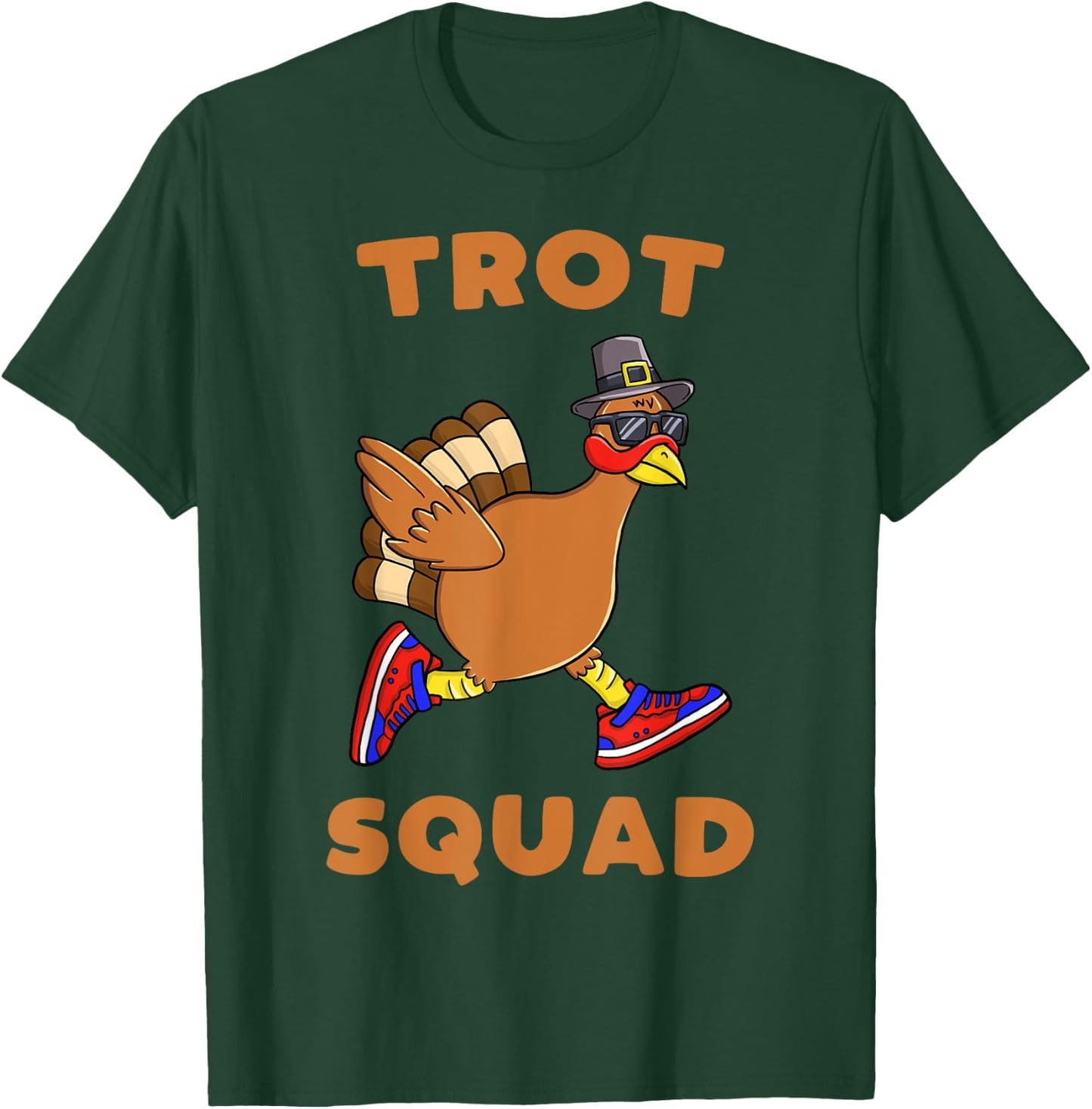 Turkey Trot Squad Funny Thanksgiving Day Run Pilgrim T-Shirt - T-Shirt | Forest