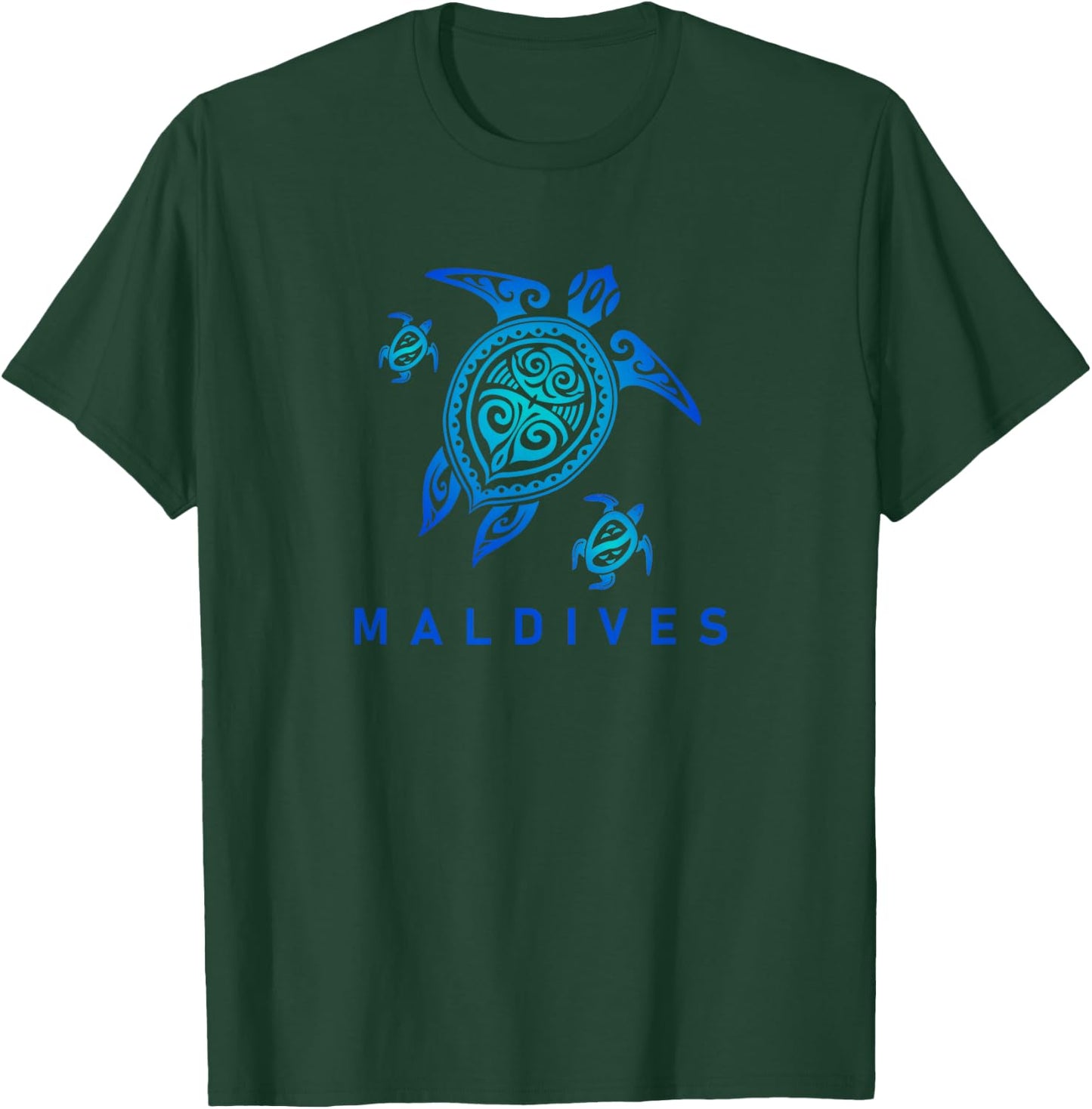 Maldives Sea Blue Tribal Turtle T-Shirt - T-Shirt | Forest