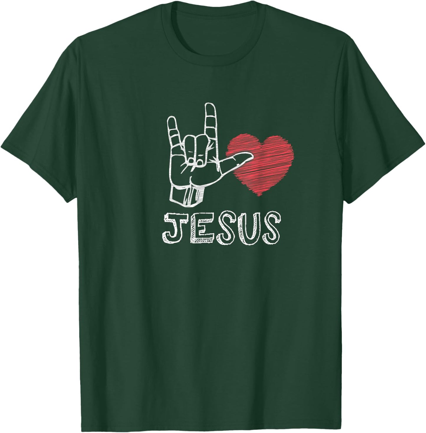 I Love Jesus, Sign Language Christians T-Shirt - T-Shirt | Forest