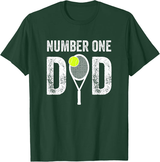 Tennis Dad Number One Daddy with Tennis Sayings Fathers Day T-Shirt - T-Shirt | Forest