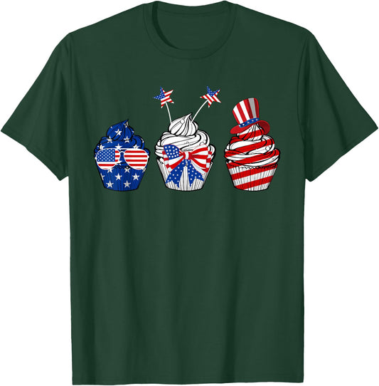 Red White Blue Cupcake Baking Lover 4th Of July Gifts T-Shirt - T-Shirt | Forest