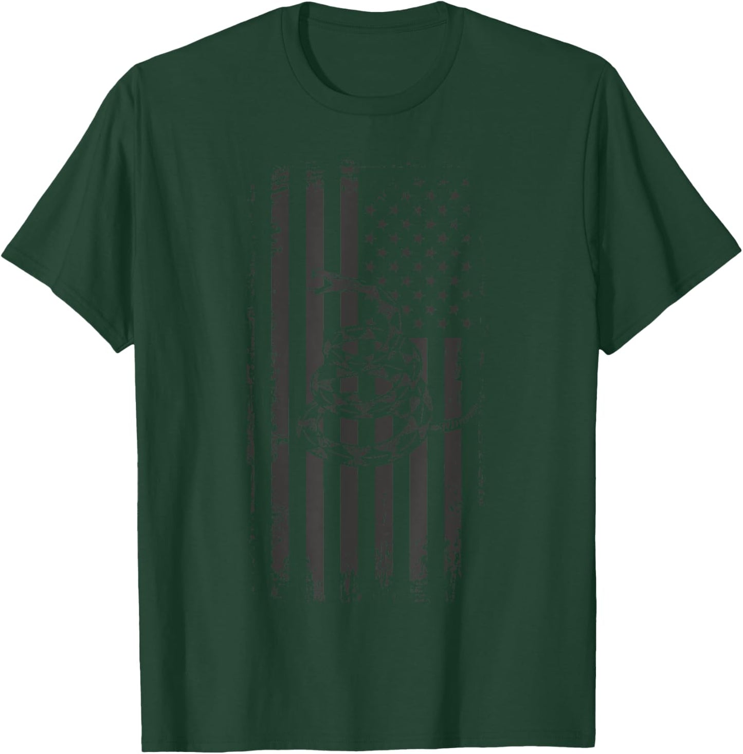 American Flag & Snake Patriotic Shirt Stealth Black T-Shirt - T-Shirt | Forest