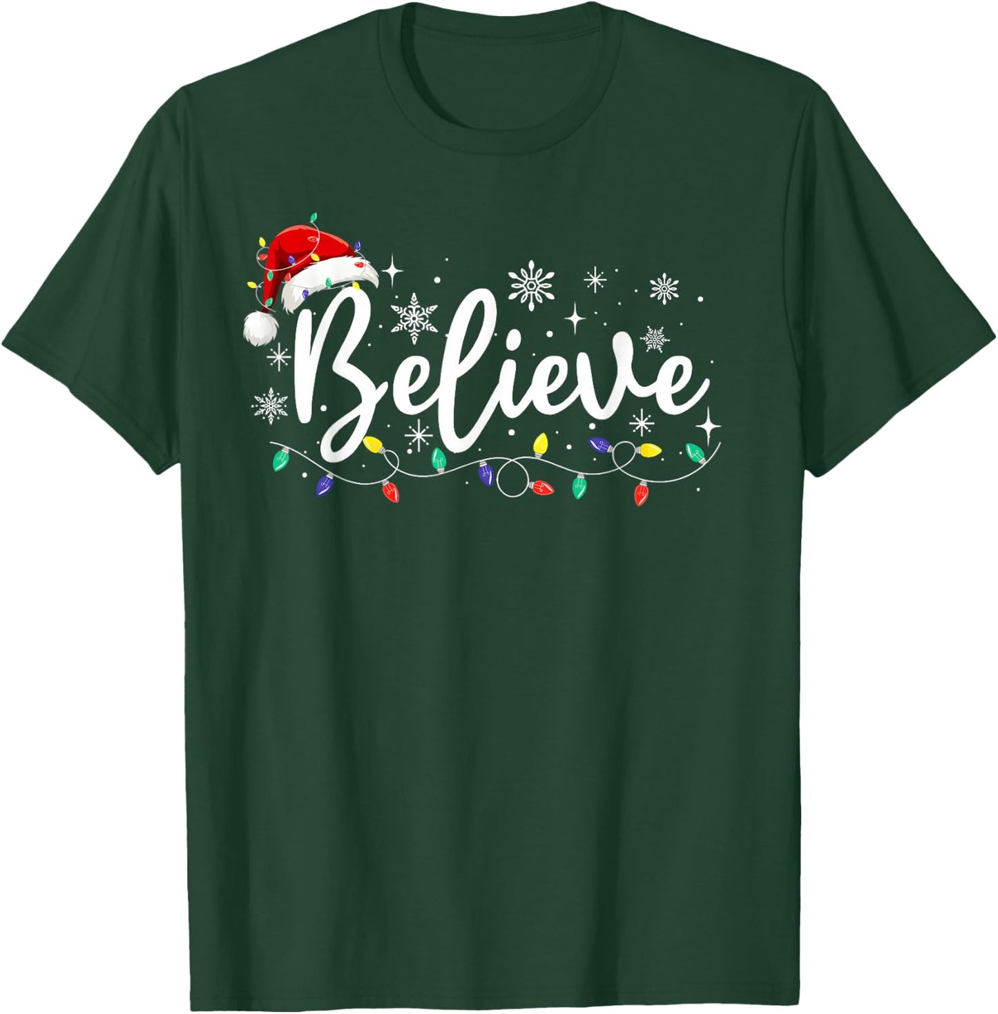 Christmas Shirt - Believe Santa Claus Believe Christmas Kids T-Shirt - T-Shirt | Forest