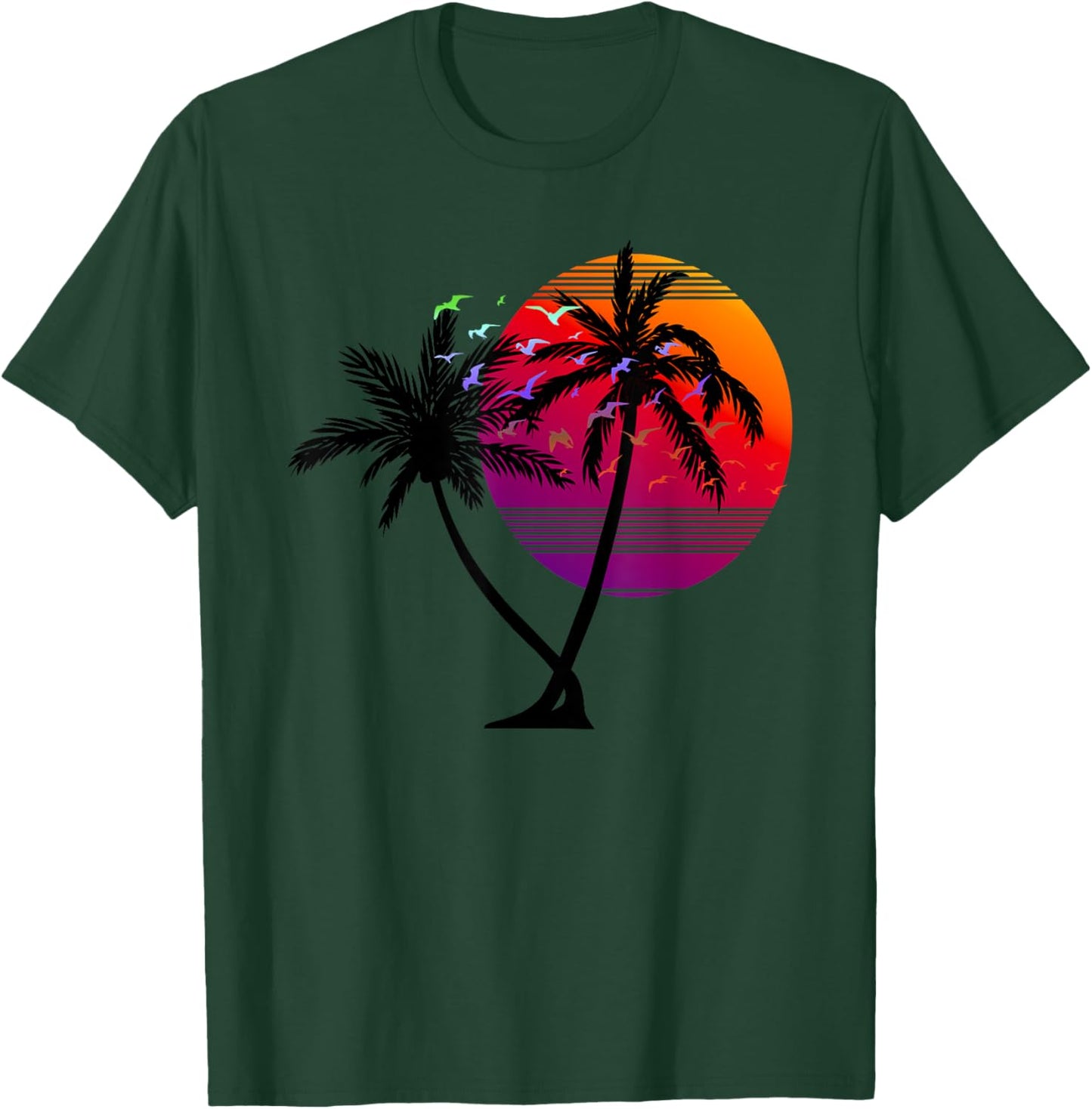 Palm Trees Tropical Sunset Holiday Beach T-Shirt - T-Shirt | Forest