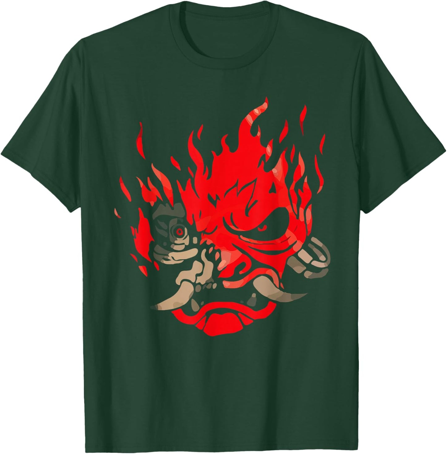 DJapan OniCyborg Cyberpunk - Adults - Black - Short Sleeve - Small - Classic Fit - Cotton & Polyester - Machine Wash T-Shirt - T-Shirt | Forest