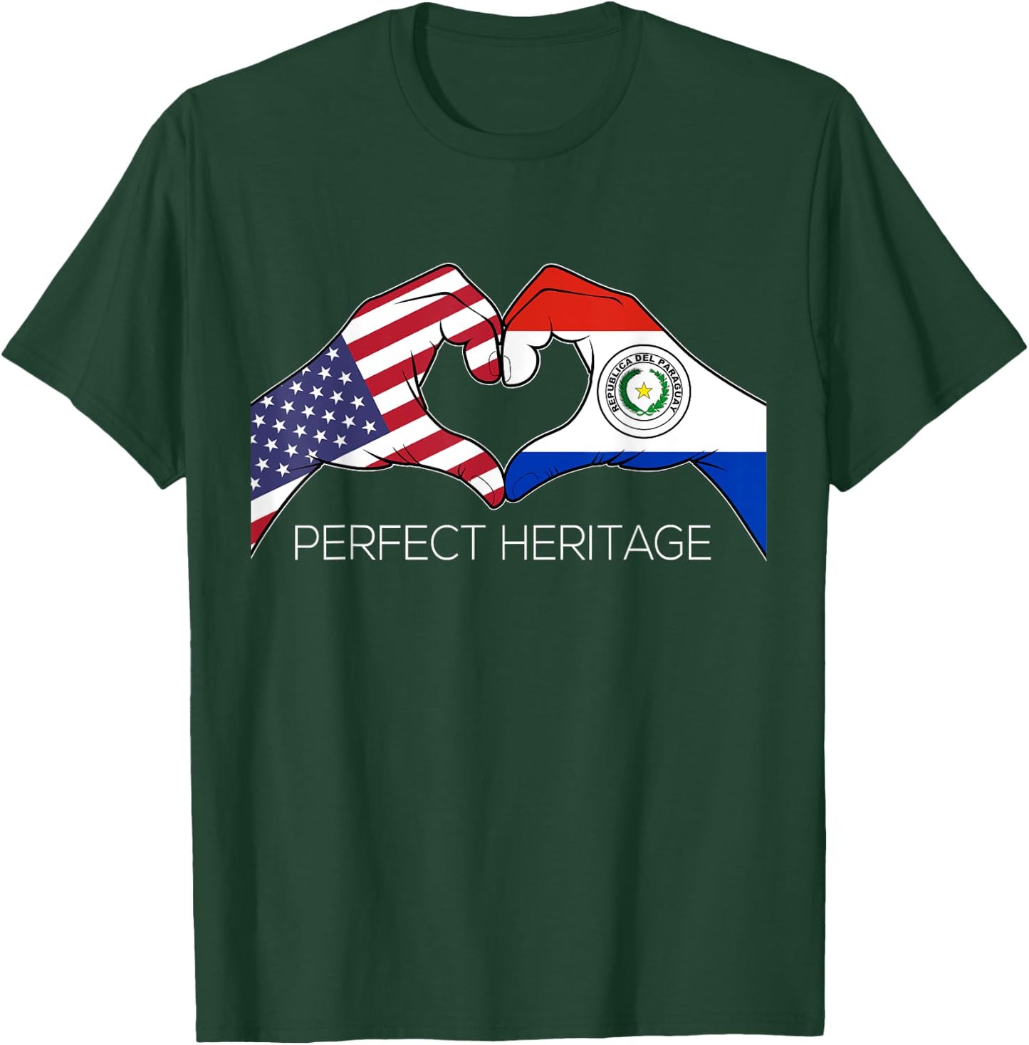 USA and Paraguay Paraguayan American Perfect Heritage Heart T-Shirt - T-Shirt | Forest