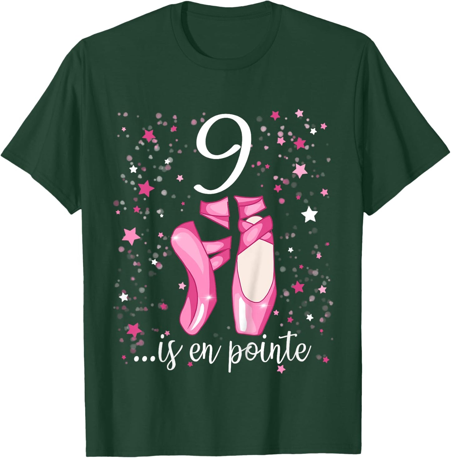 Kids Ballerina Girl 9th Birthday Shirt 9 Years Old Ballet Shoes T-Shirt - T-Shirt | Forest