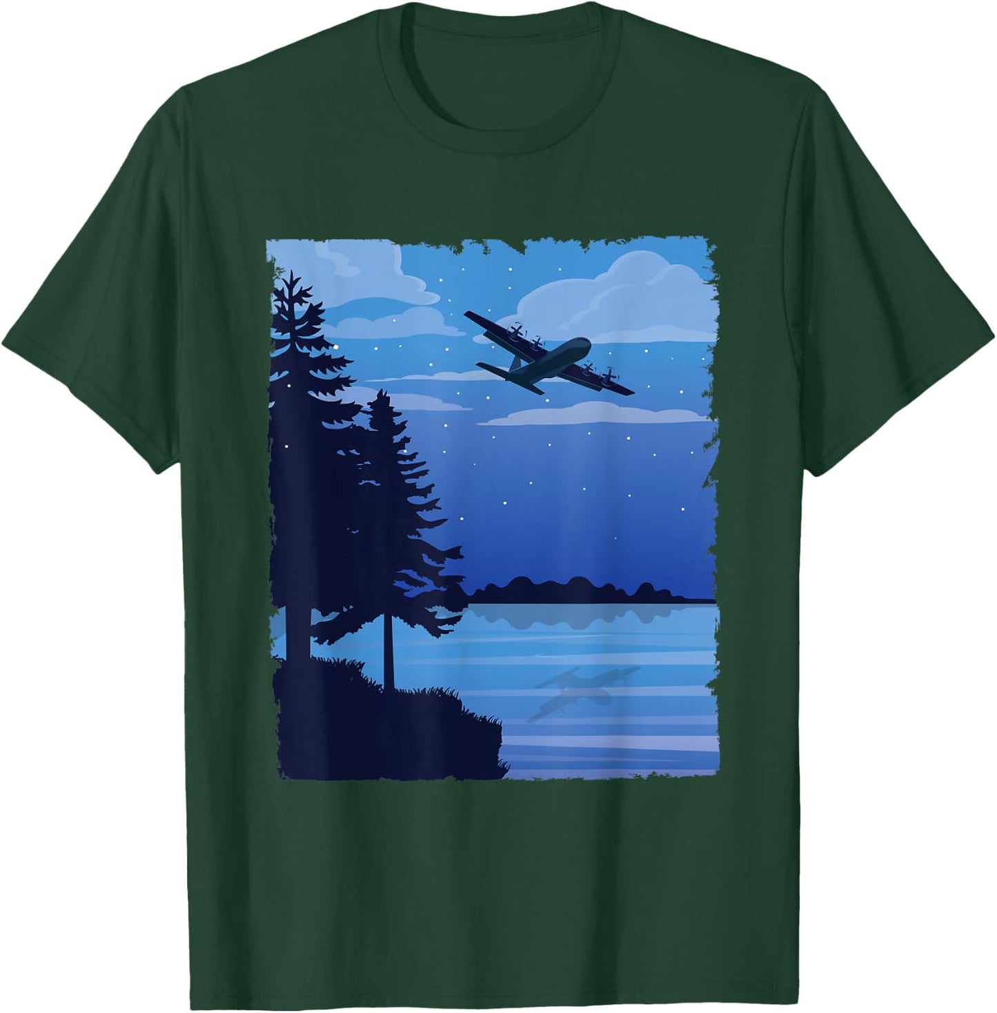 C-130 Over the Lake T-Shirt - T-Shirt | Forest