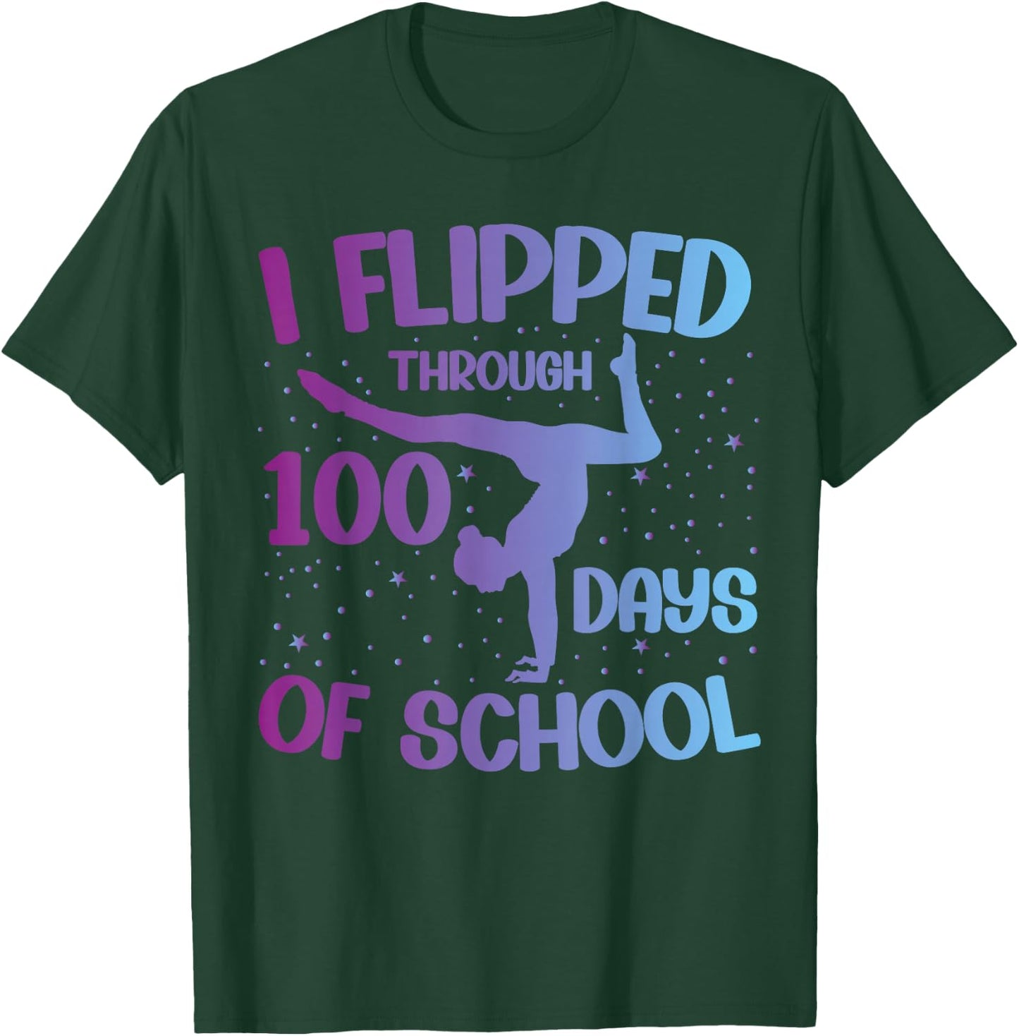 Gymnast HAPPY 100 days of school Gymnastic Tumbling T-Shirt - T-Shirt | Forest
