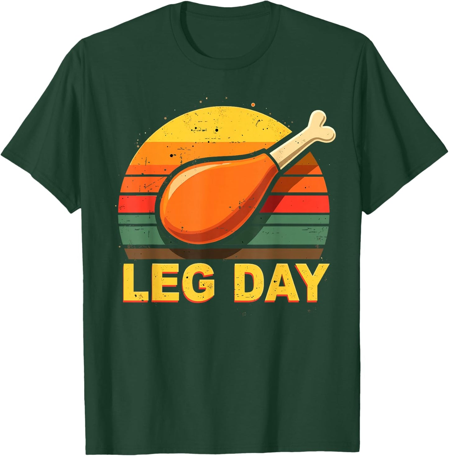 Leg Day Turkey Retro Thanksgiving Gym Humor Workout T-Shirt - T-Shirt | Forest