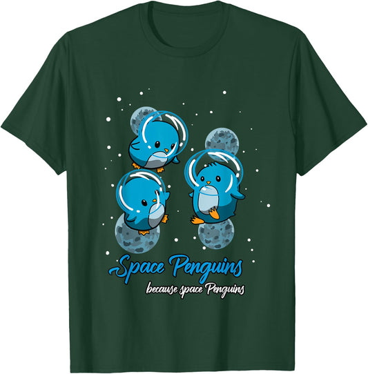 Space Penguins | Funny Astronaut Penguin T-Shirt - T-Shirt | Forest