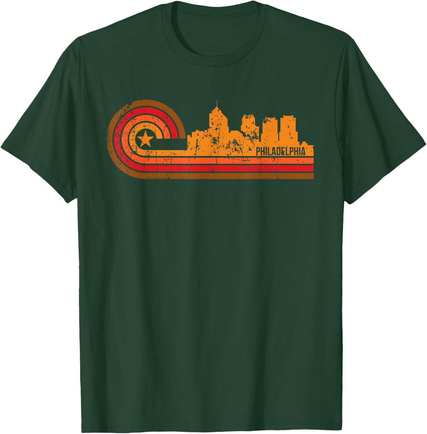 Retro Philadelphia - Philadelphia PA Skyline T-Shirt - T-Shirt | Forest