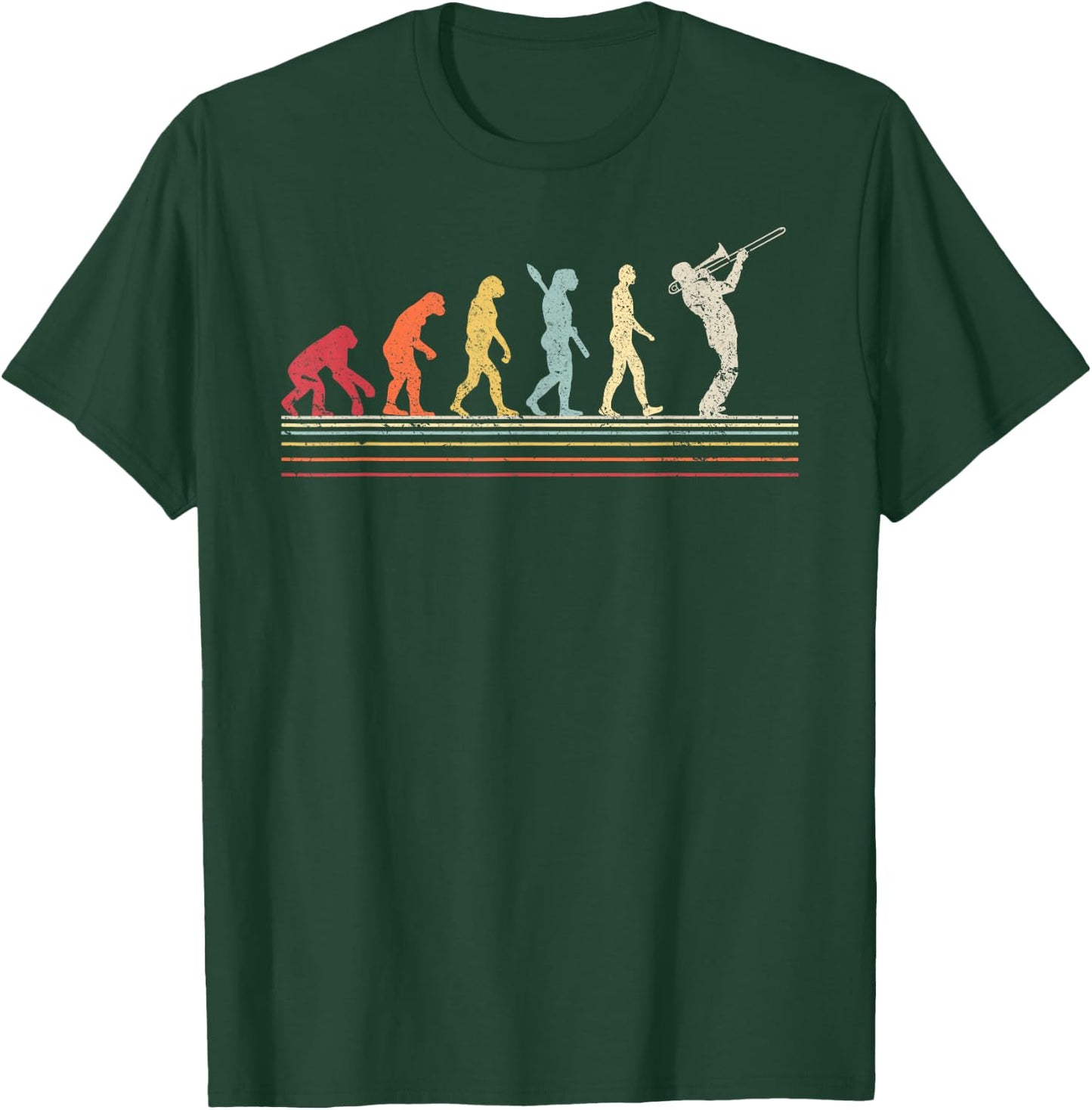 Funny Trombone : Retro Vintage Evolution Of Man T-Shirt - T-Shirt | Forest