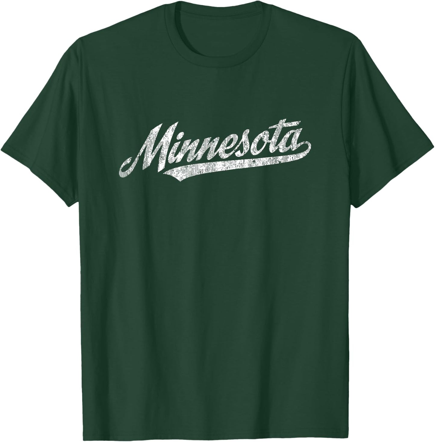 Minnesota MN Vintage Sports Script Retro T-Shirt - T-Shirt | Forest
