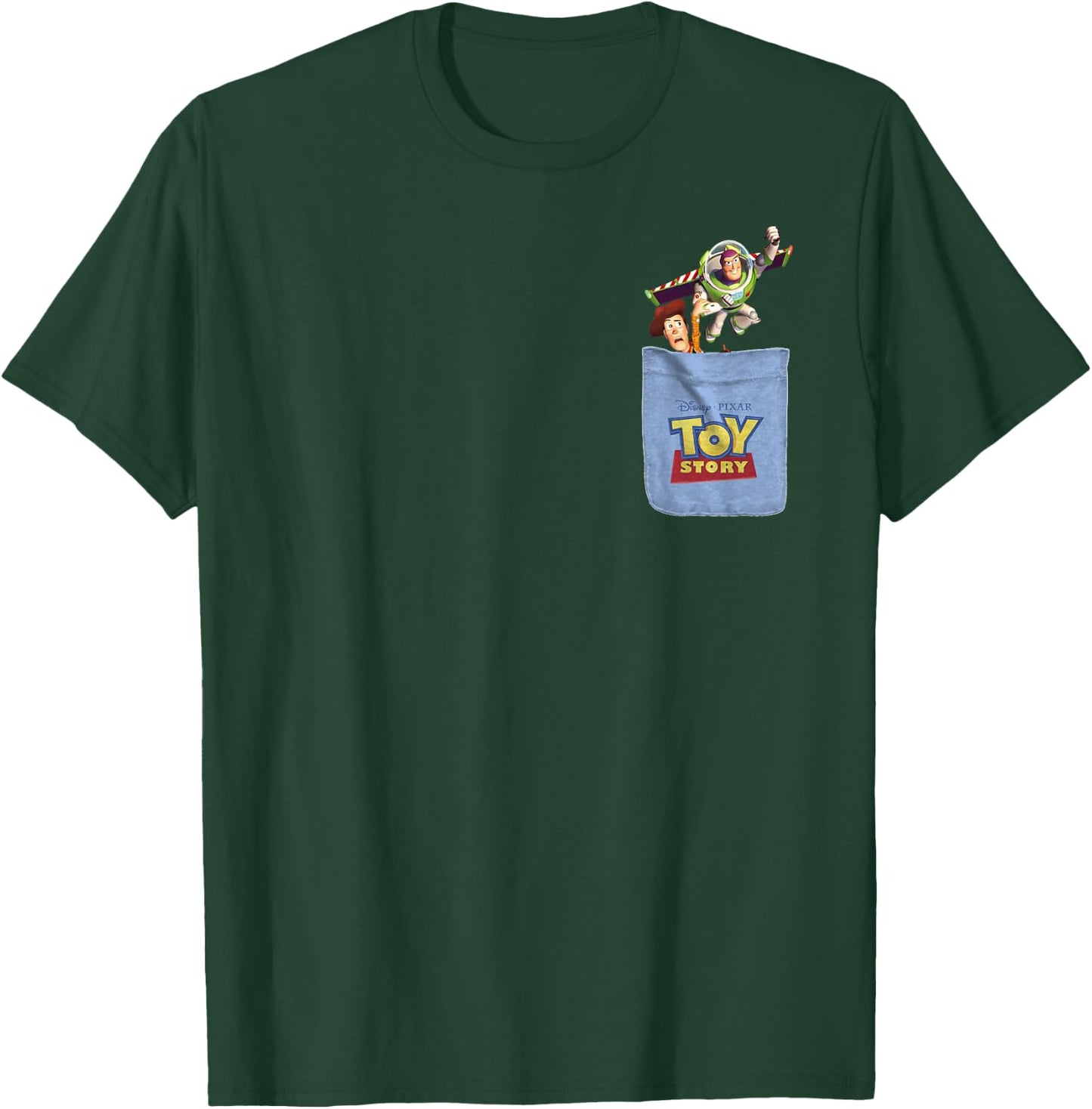 Disney Pixar Toy Story Buzz and Woody Mini Pocket Icon Logo T-Shirt - T-Shirt | Forest