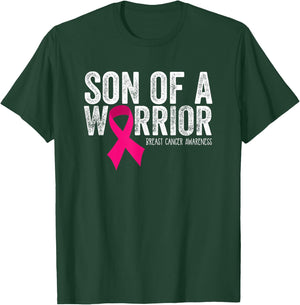 Son of a Warrior Mother Breast Cancer Awareness Gift Pink T-Shirt - T-Shirt | Forest