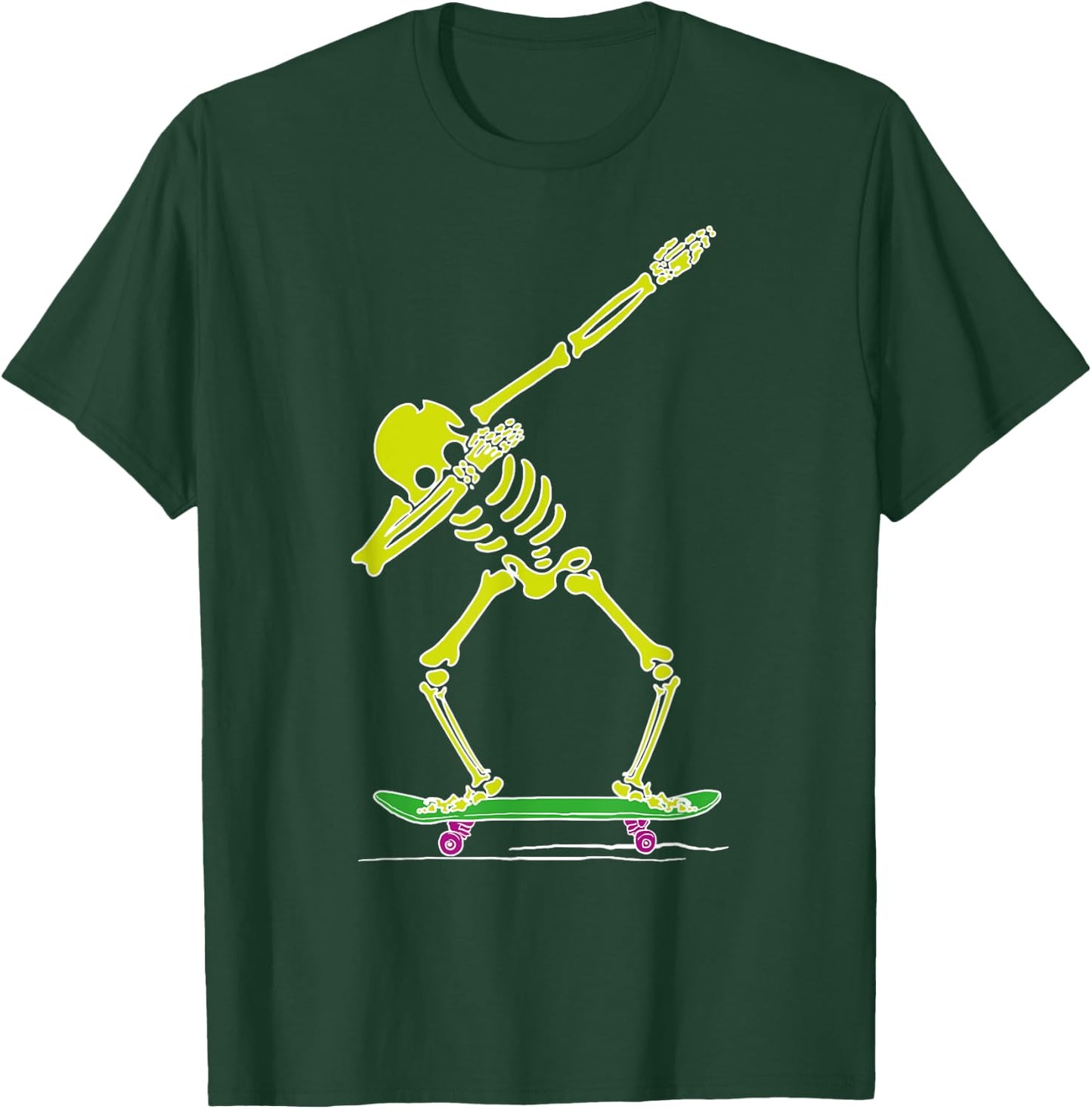 Skeleton Dabbing on Skateboard Funny for Skater Boys Skating T-Shirt - T-Shirt | Forest