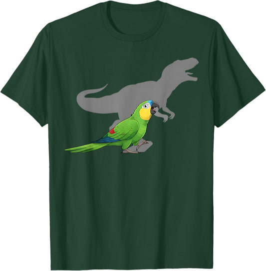 Blue-Fronted Parrot with T rex Shadow Bird Lovers T-Shirt - T-Shirt | Forest