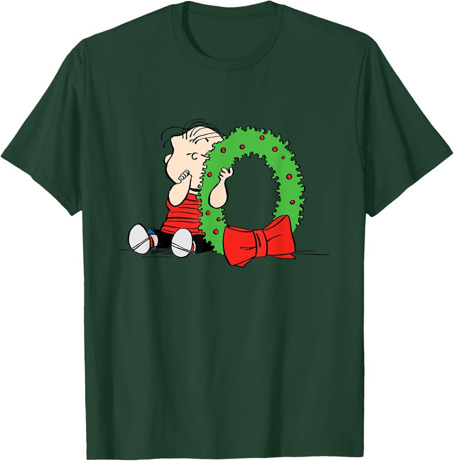 Peanuts Linus Christmas Wreath T-Shirt - T-Shirt | Forest