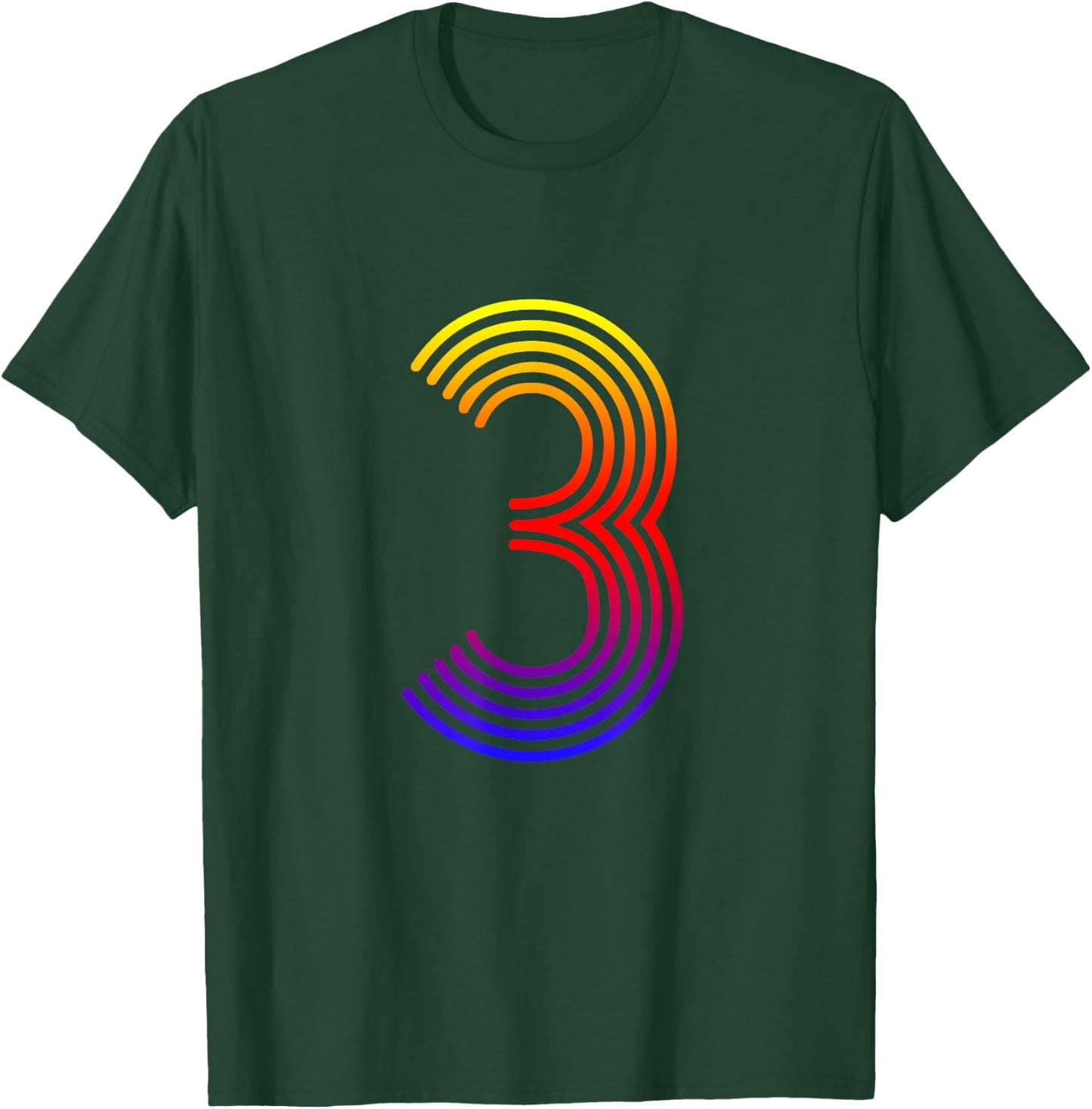 Number 3 Shirt Birthday Gift Disco Rainbow Retro T-Shirt - T-Shirt | Forest