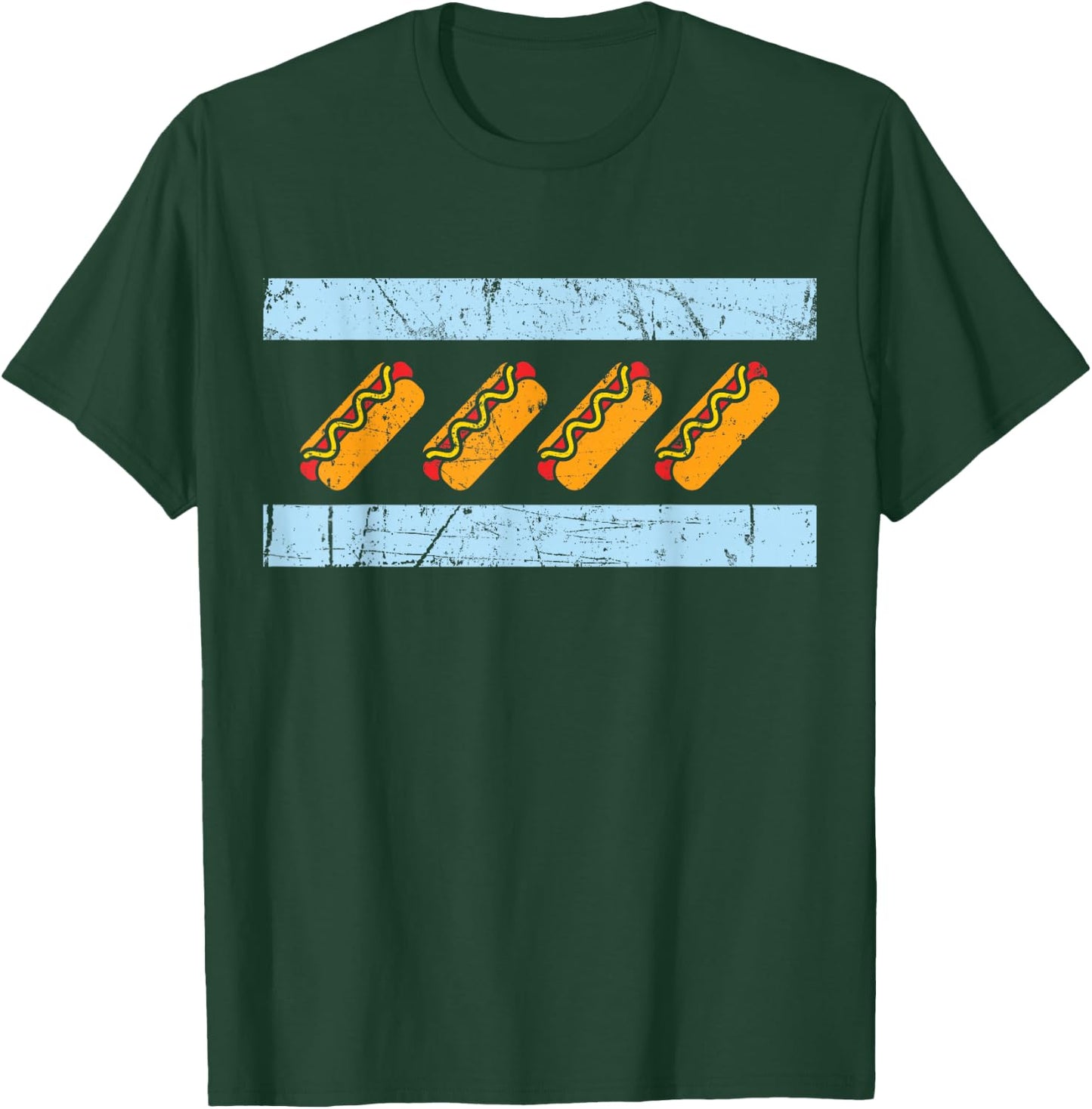 Chicago Flag Hotdog Shirt Funny Chicago Style Hot Dog Gift T-Shirt - T-Shirt | Forest