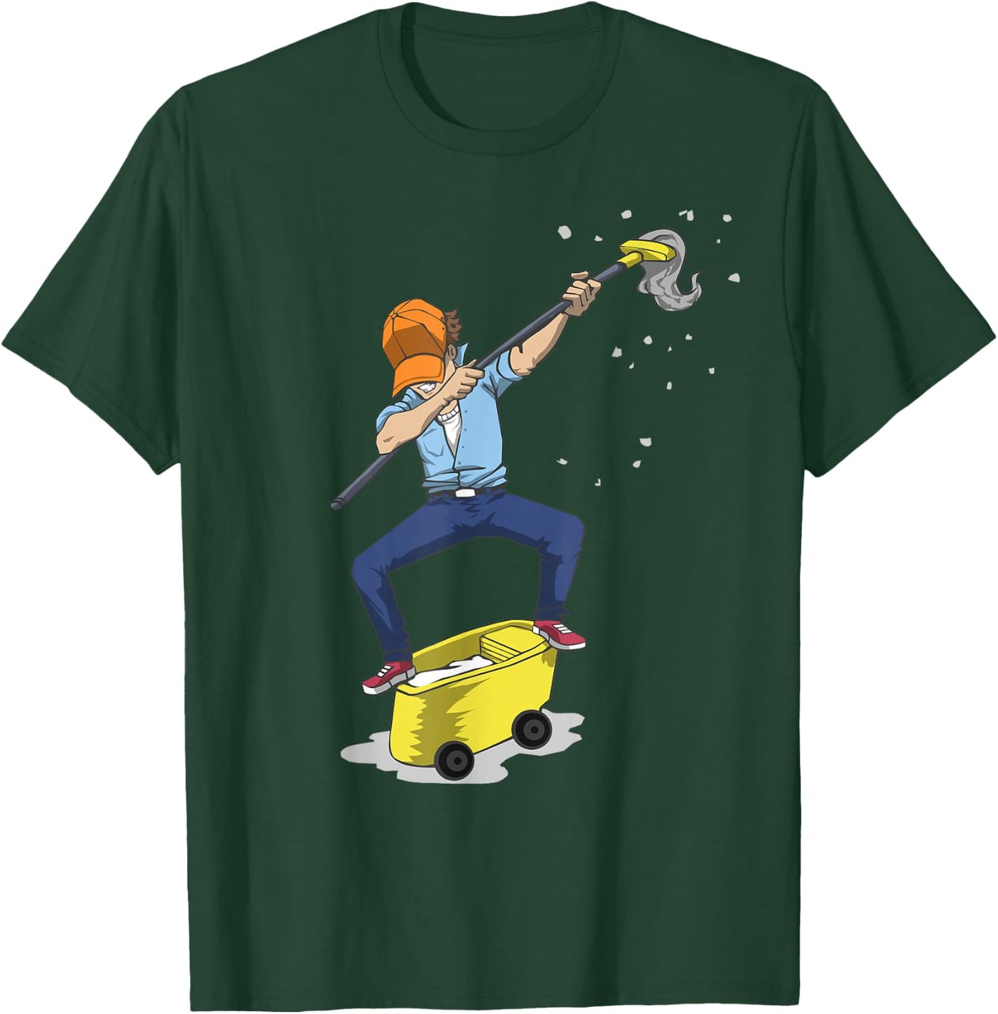 Dabbing Janitor , Funny Dancing Gift Custodian T-Shirt - T-Shirt | Forest