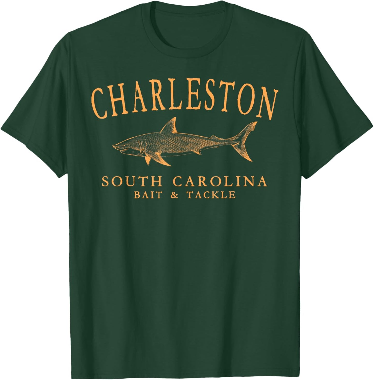 Charleston South Carolina Shark Orange Art Fishing T-Shirt - T-Shirt | Forest