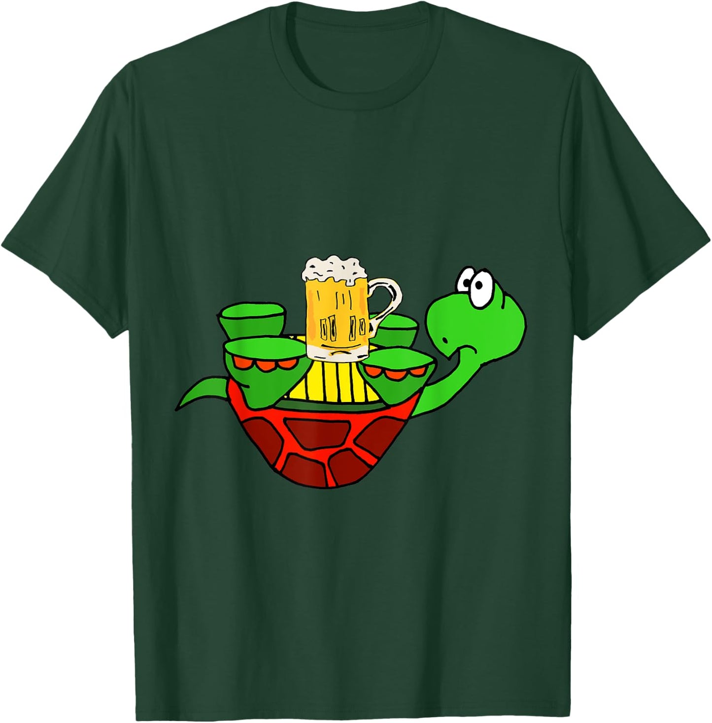 Smileteesfunnya Funny Upside Down Turtle Drinking Beer T-Shirt - T-Shirt | Forest