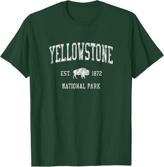 Yellowstone Vintage National Park Sports Design T-Shirt - T-Shirt | Forest