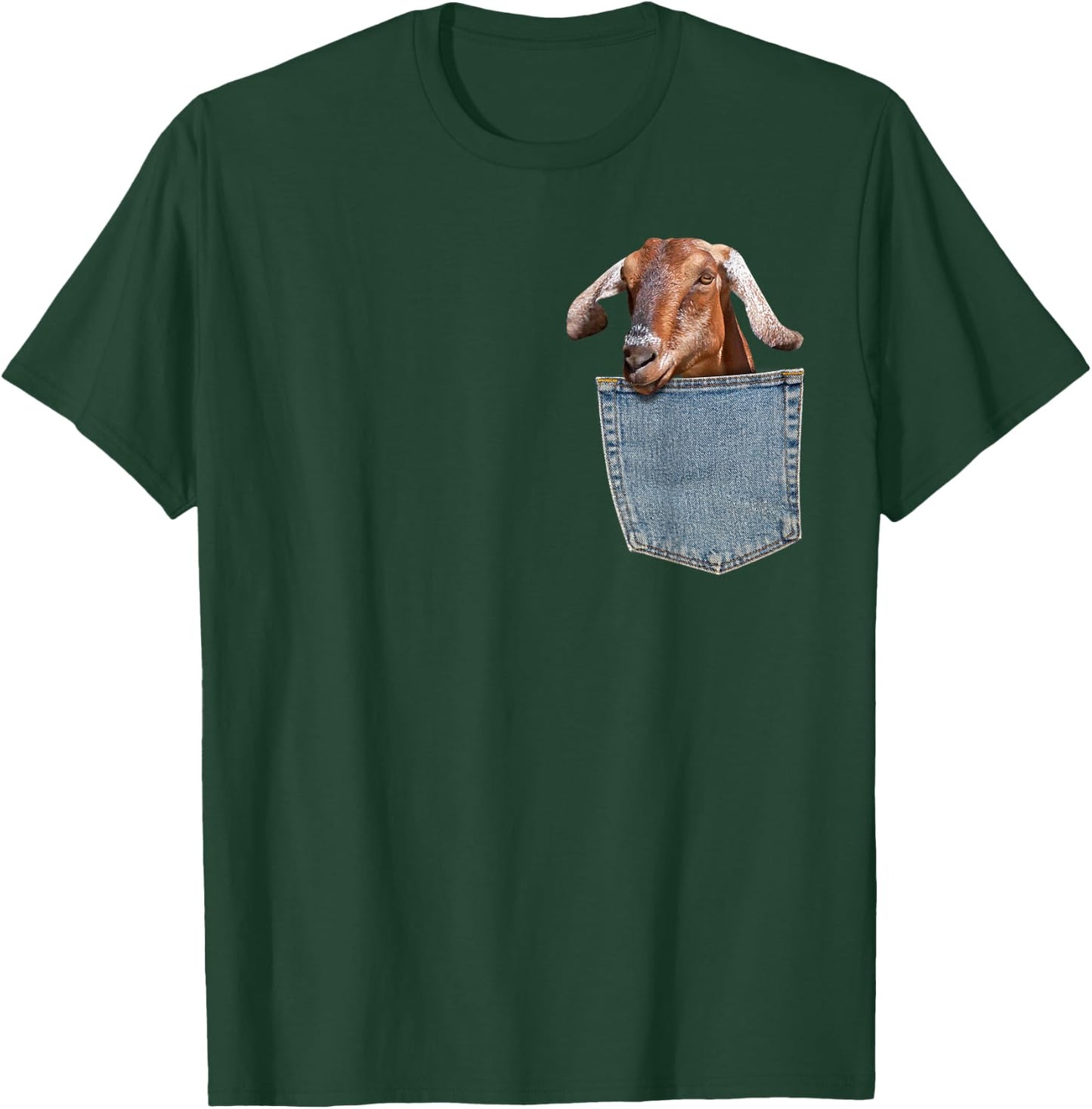 Goat Pocket Baby Goat Peeking Funny Goat shirt Animal T-Shirt - T-Shirt | Forest