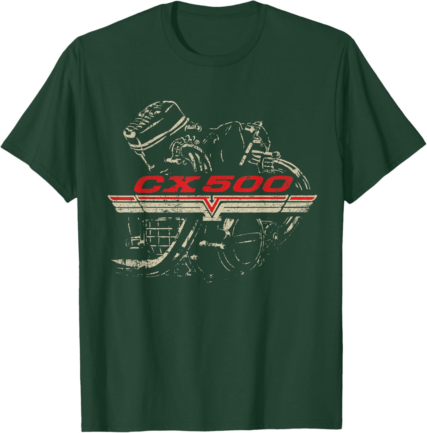 CX500 Engine Distressed Retro Design T-Shirt - T-Shirt | Forest