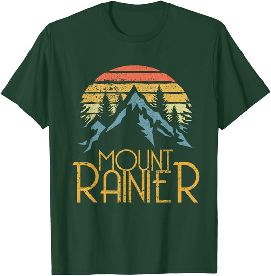 Vintage Retro Mount Rainier National Park WA Mountains Shirt T-Shirt - T-Shirt | Forest