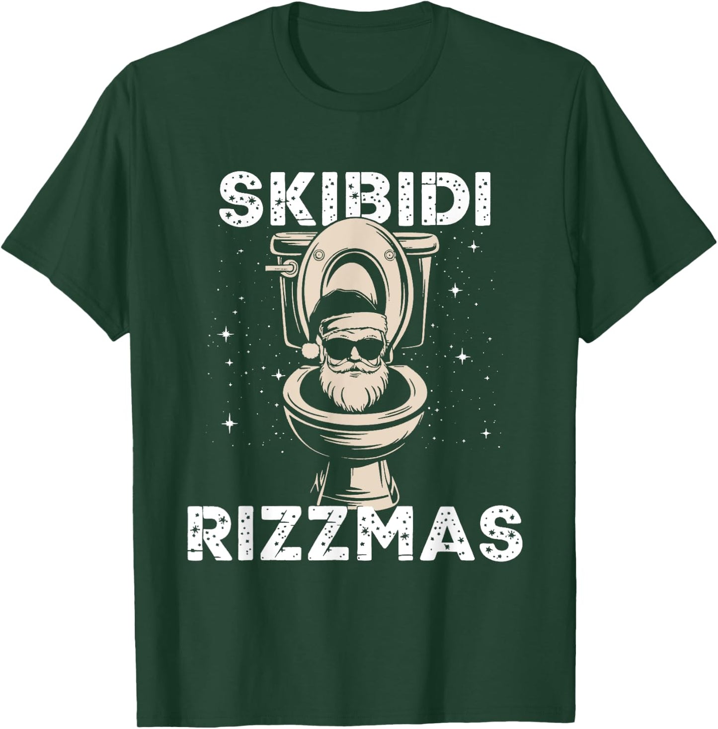 Skibidi Rizzmas Funny Toilet Santa White Elephant Christmas T-Shirt - T-Shirt | Forest