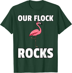 Our Flock Rocks Gift Pink Flamingo Women Men T-Shirt - T-Shirt | Forest
