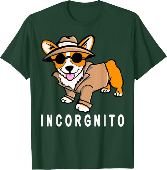 Funny Corgi Puppy Funny Incognito Dog Women Girls Kids T-Shirt - T-Shirt | Forest