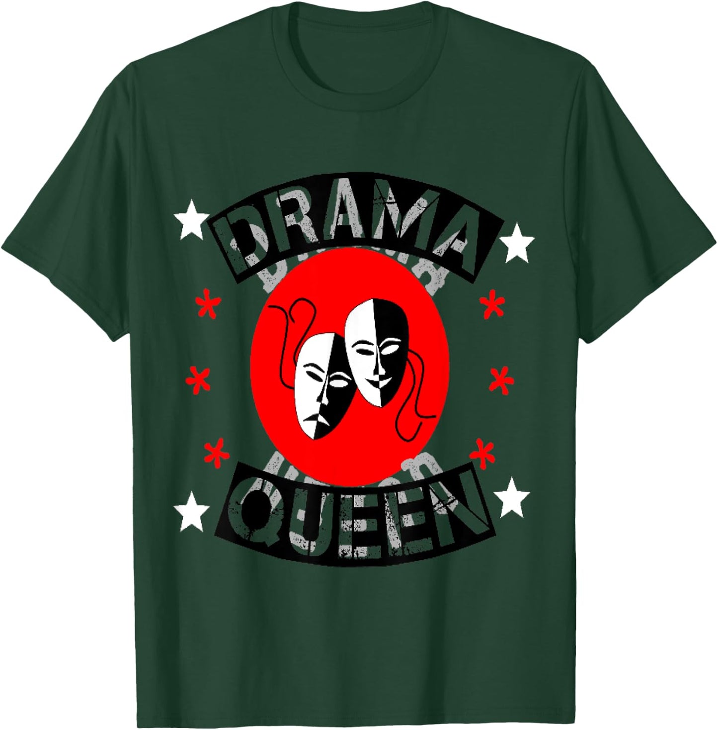 Drama Queen Theater Actor Actress Thespian Black Red Masks T-Shirt - T-Shirt | Forest