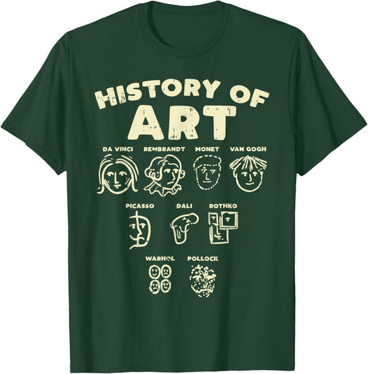 History Of Art Funny Famous Artists Meme Joke Painter Gift T-Shirt - T-Shirt | Forest