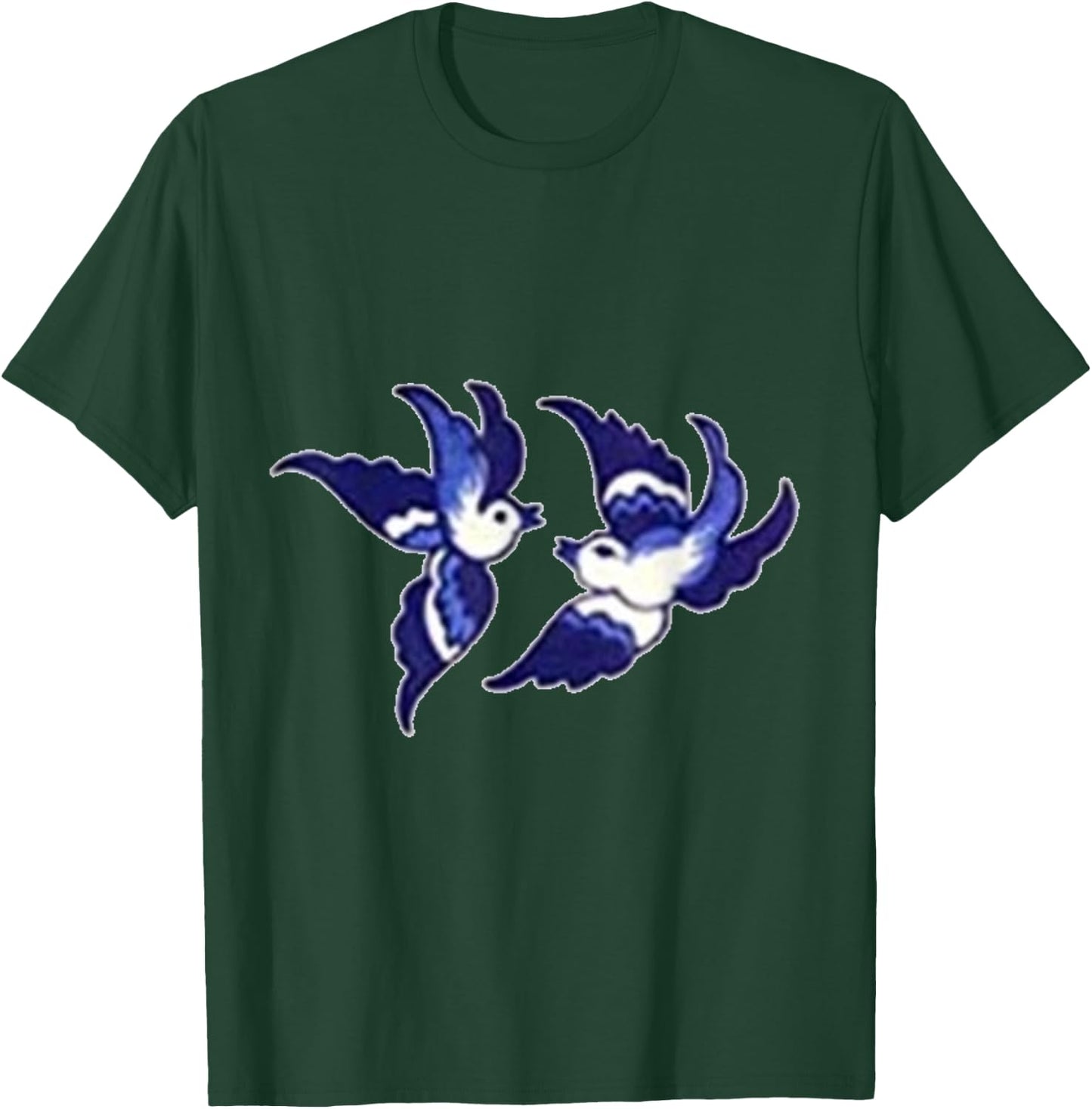 Classic Blue Willow Bird Design T-Shirt - T-Shirt | Forest