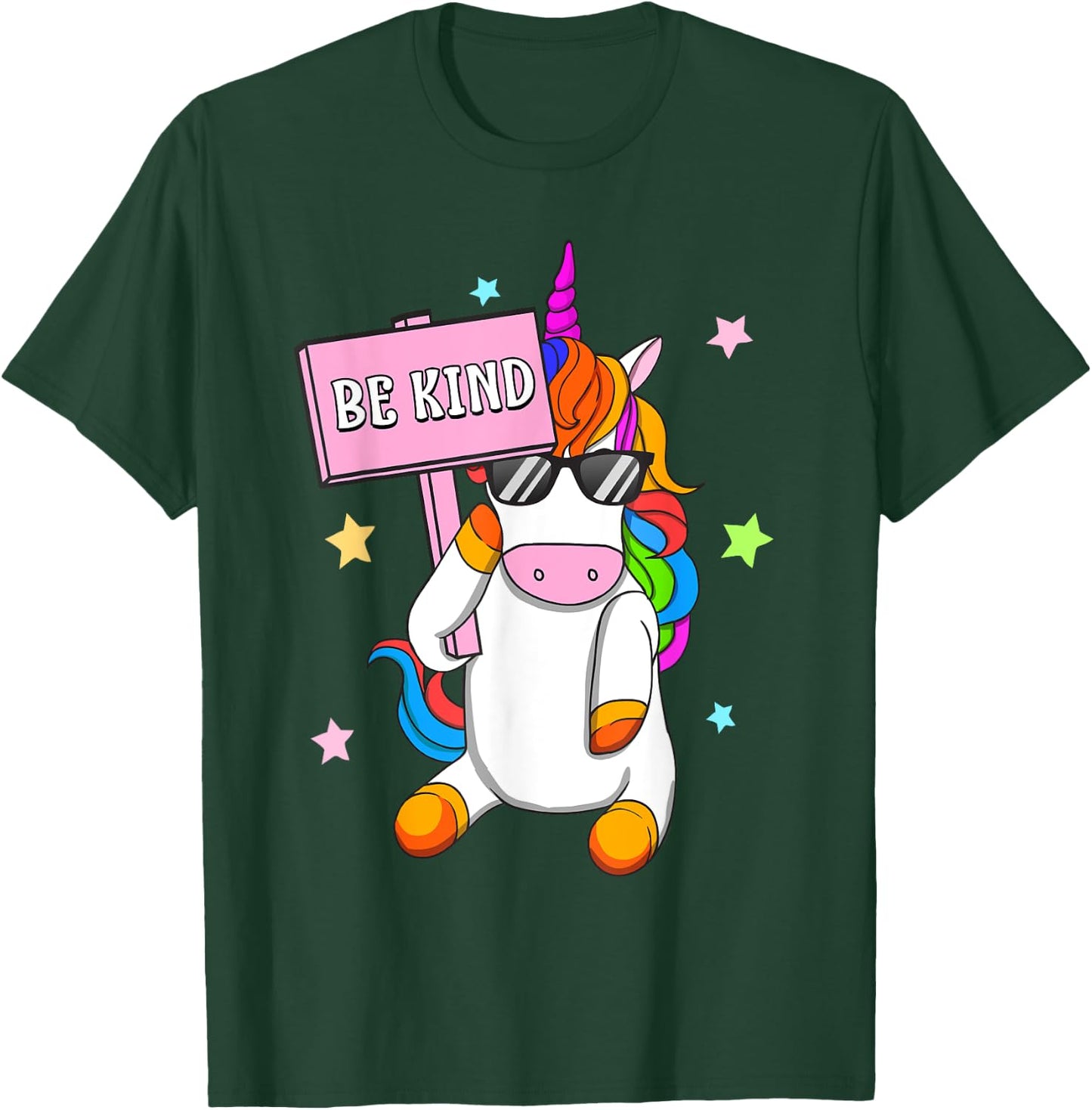 Choose Kindness Anti-Bullying Be Kind Girls Unicorn T-Shirt - T-Shirt | Forest