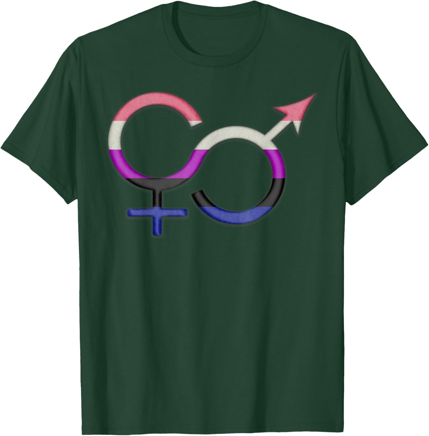 Gender Fluid Symbol in Pride Flag Colors T-Shirt - T-Shirt | Forest