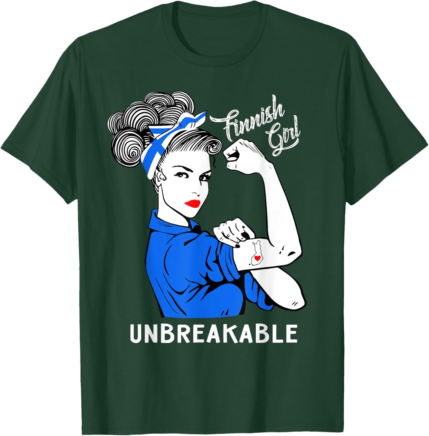 Finnish Girl Unbreakable Heritage Finland Flag Gift T-Shirt - T-Shirt | Forest