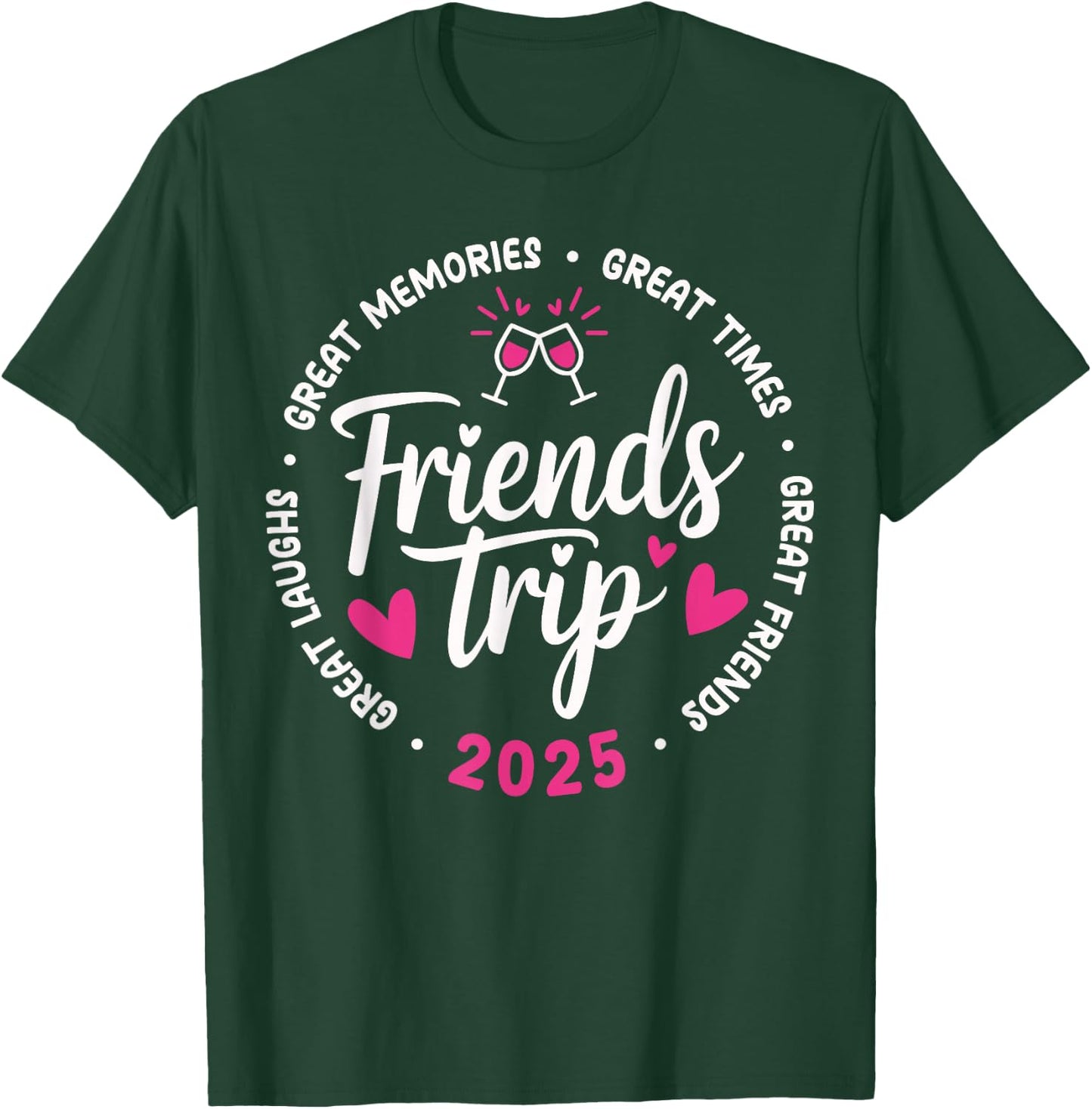2025 Friends Trip Design Vacation Black Small T-Shirt - T-Shirt | Forest