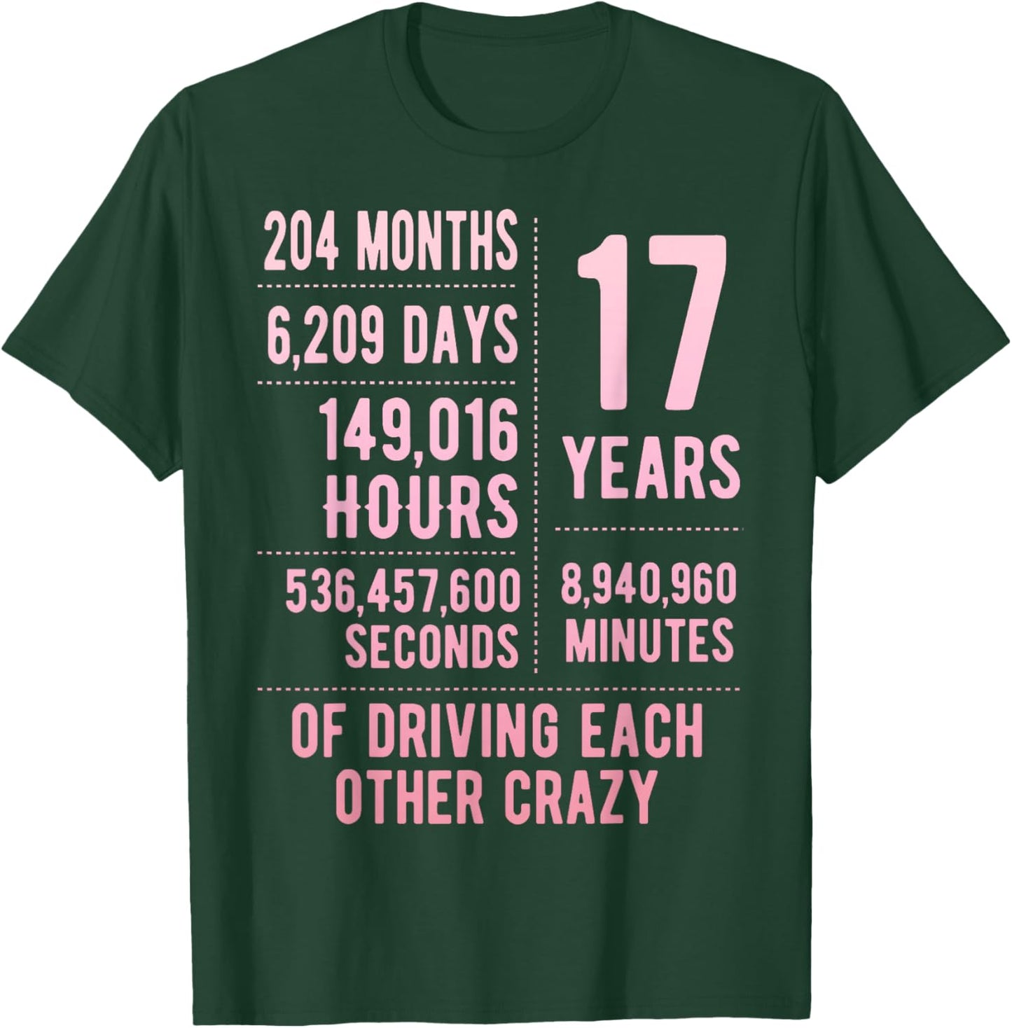 17 Years Married Funny 17th Wedding Anniversary T-Shirt - T-Shirt | Forest