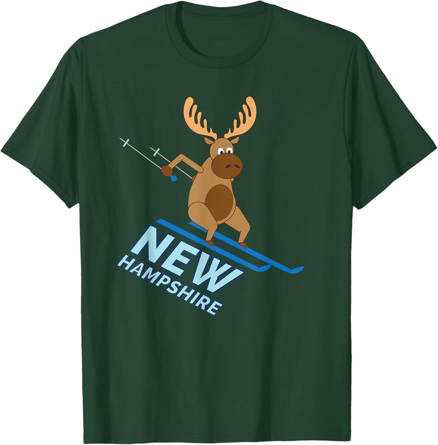 New Hampshire | NH Skiing Moose Winter Shirt T-Shirt - T-Shirt | Forest