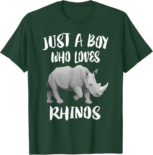 Just A Boy Who Loves Rhinos Animal Gift T-Shirt - T-Shirt | Forest