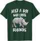 Just A Boy Who Loves Rhinos Animal Gift T-Shirt - T-Shirt | Forest