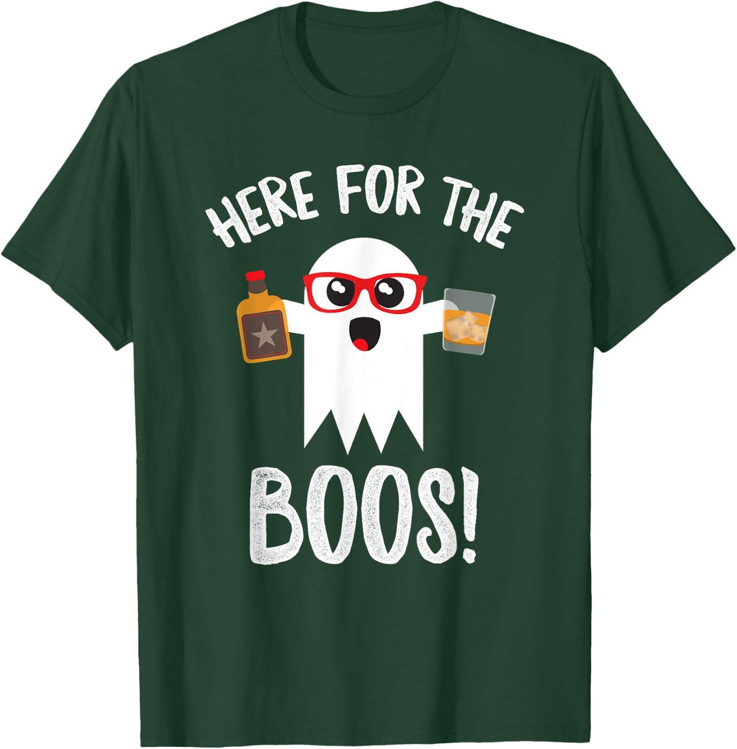 Here For Boos Cute Halloween Shirt Funny Whiskey T-Shirt - T-Shirt | Forest