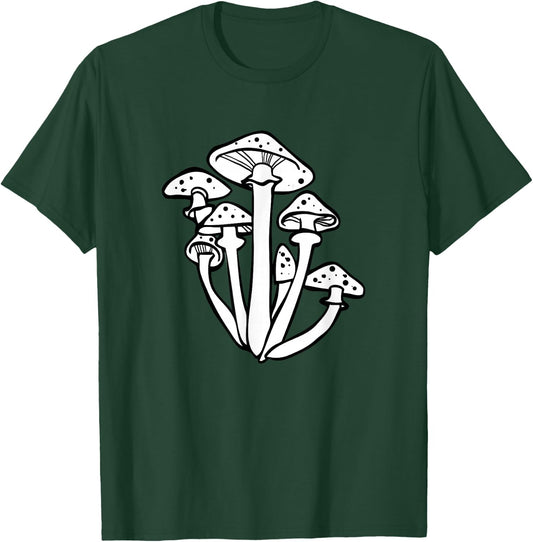White Mushroom Art Mycologist Gear Mushroom Growers Mycology T-Shirt - T-Shirt | Forest