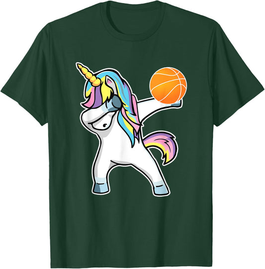 Dabbing Unicorn Basketball Shirt Funny Girl Unicorn T-Shirt - T-Shirt | Forest